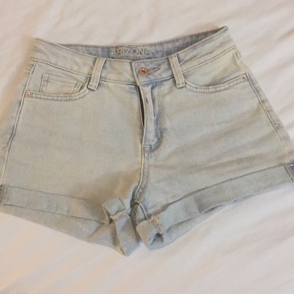 Light wash jean shorts
